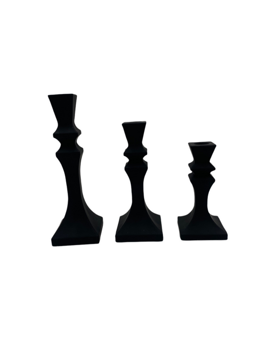 3 PCs Squared Ceramic Candle Holder Set