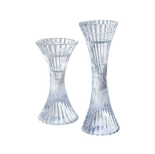 2 PCs Tall Crystal Candle Holder Set