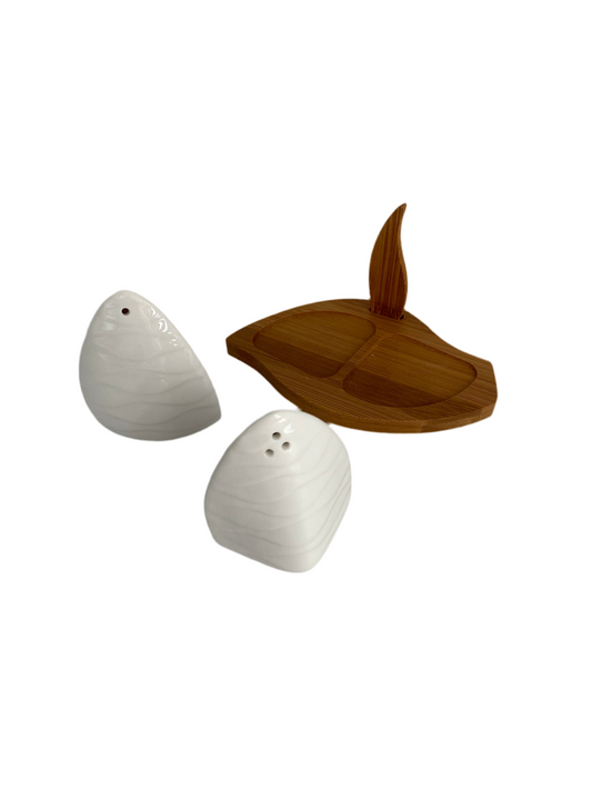 Set 2 pcs Salt Dispenser With Wood Stand