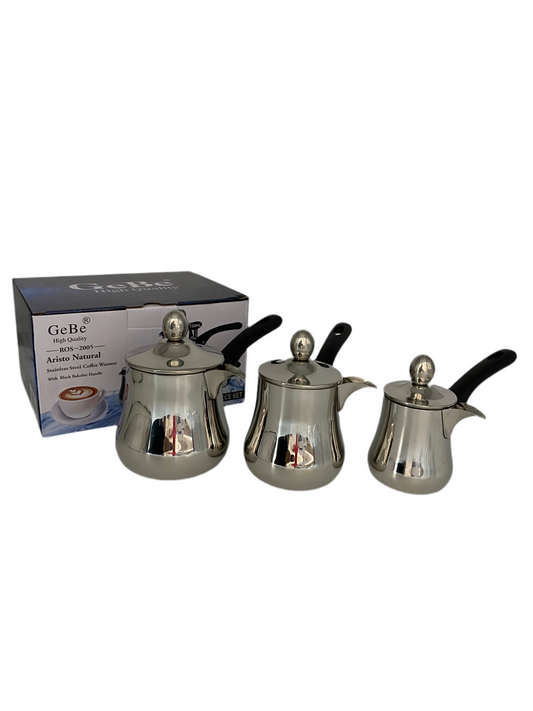 GeBe, 3 Pcs Aristo Natural Stainless Steel Coffee Warmer Set
