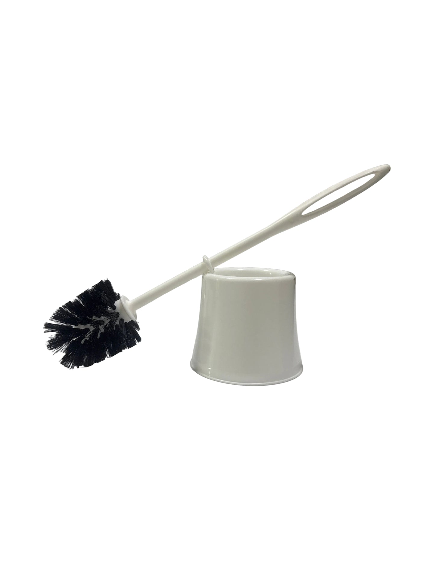 White plastic bathroom brush
