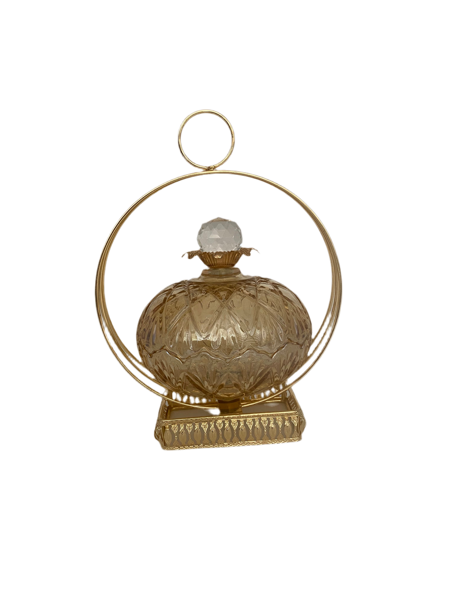 Golden Glass Candy Plate With Lid/With Metal Golden Stand