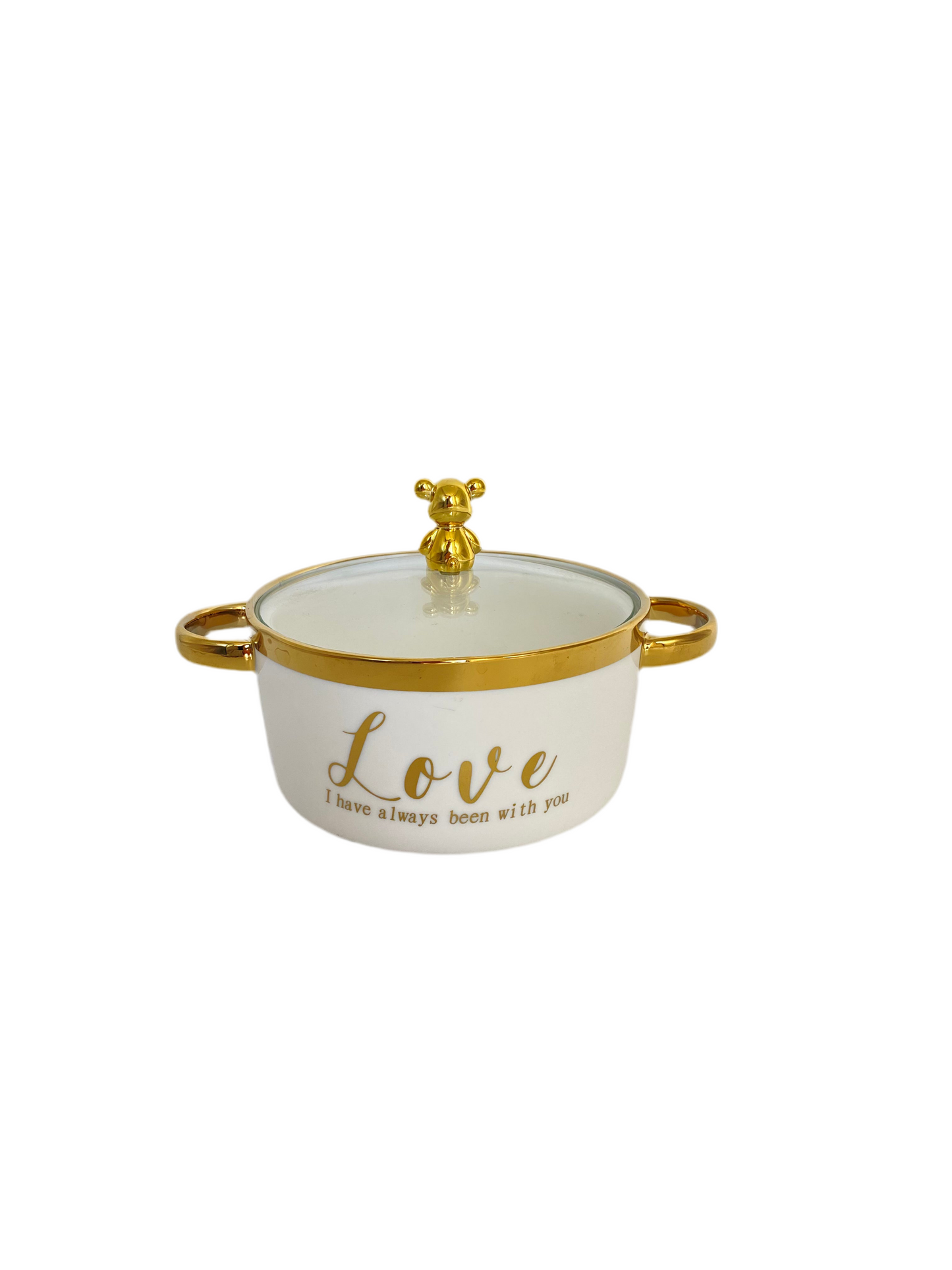 White Porcelain CasseroleSize With Glass Lid