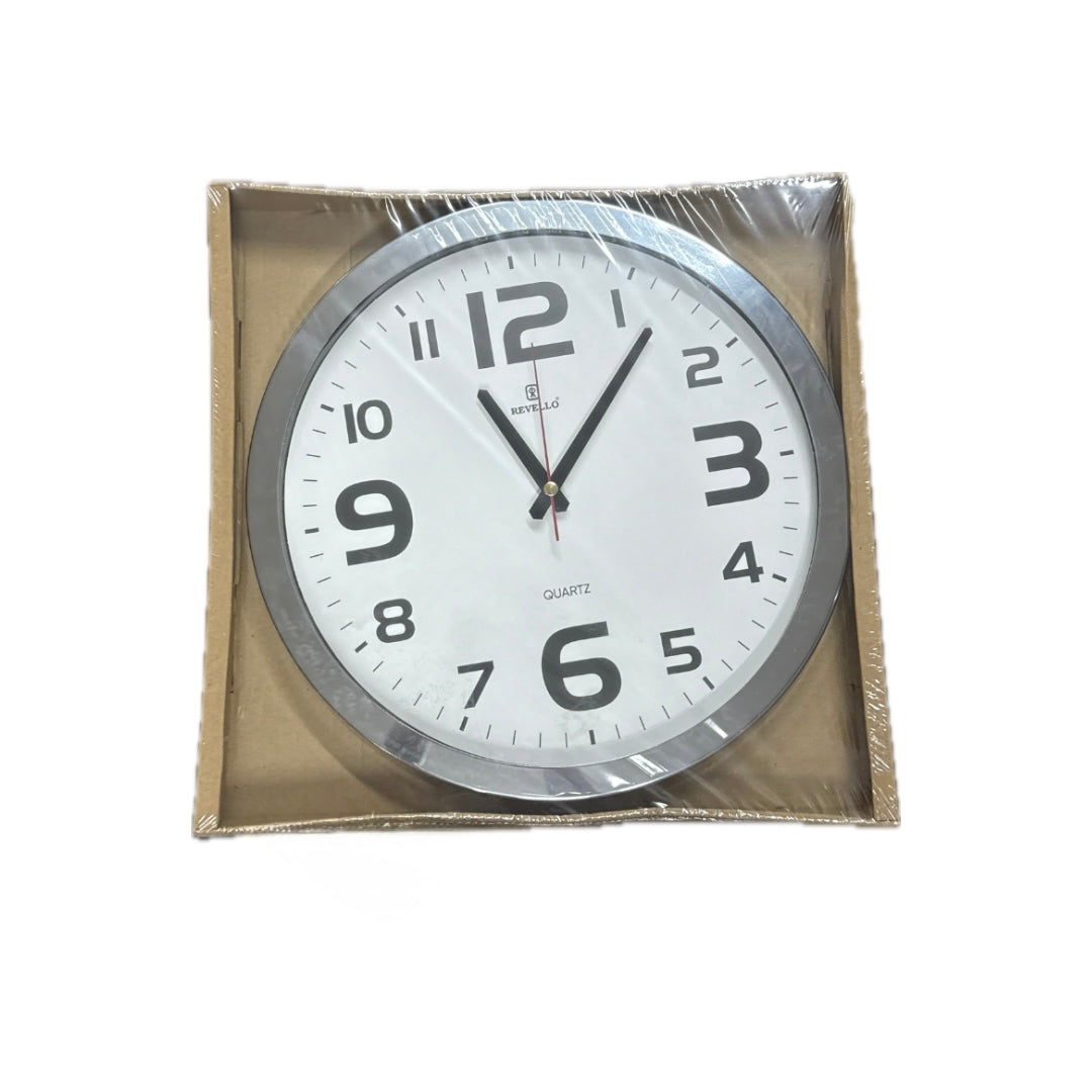 Medium silver wall clock 36cm