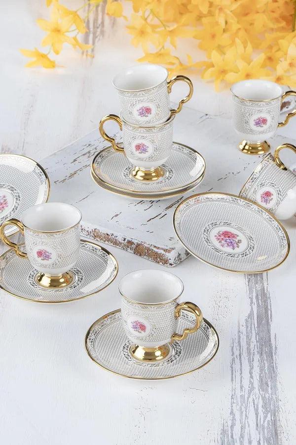 Acar rose coffee cup set x6