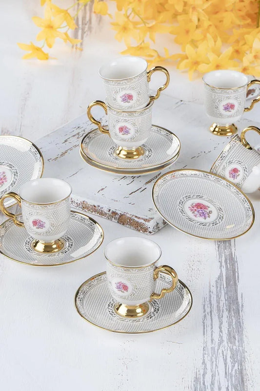 Acar rose coffee cup set x6