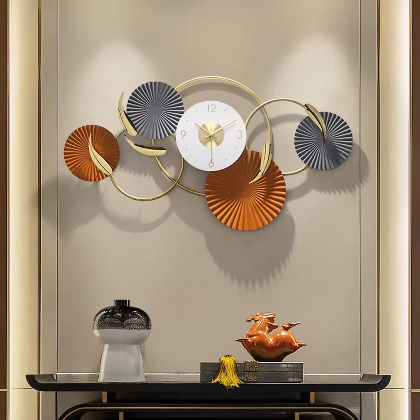 Metal Wall Decoration with Clock