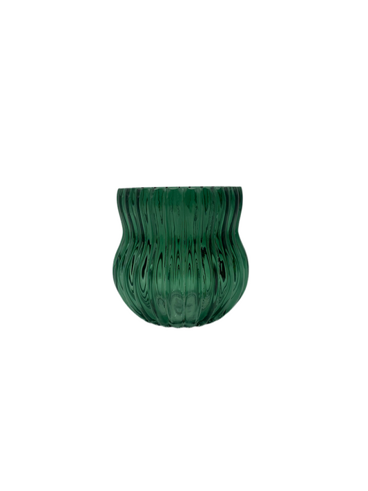 Ribbed Mid Neck Glass Vase