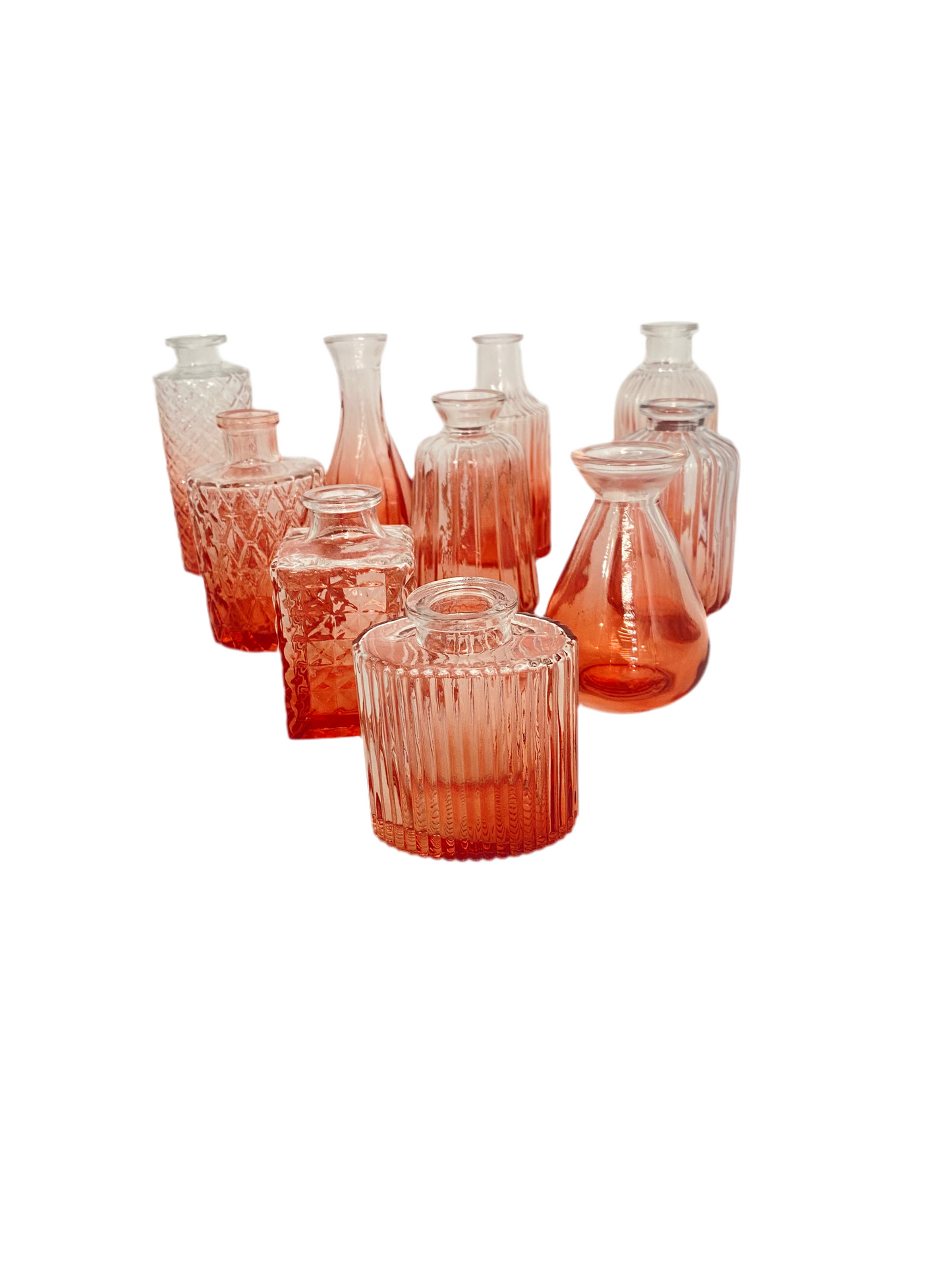10 PCs Mini Colored Glass Vase Set