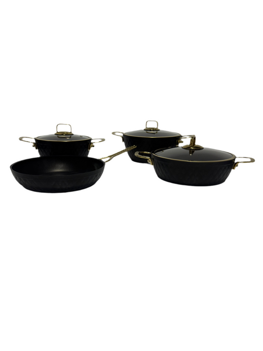 Cookware set of 7 with Golden Handles