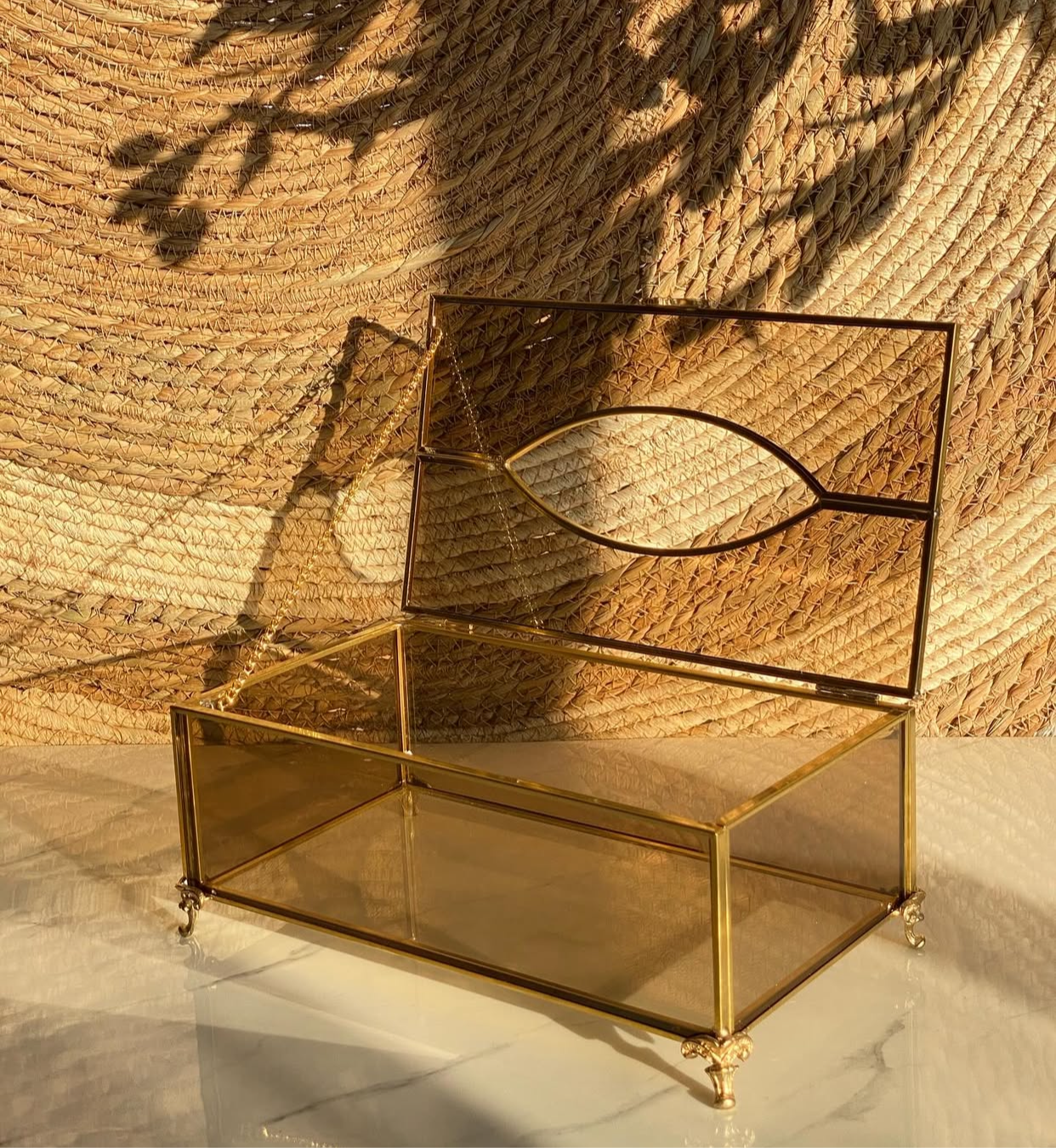 Golden Plexi Glass Tissue Box