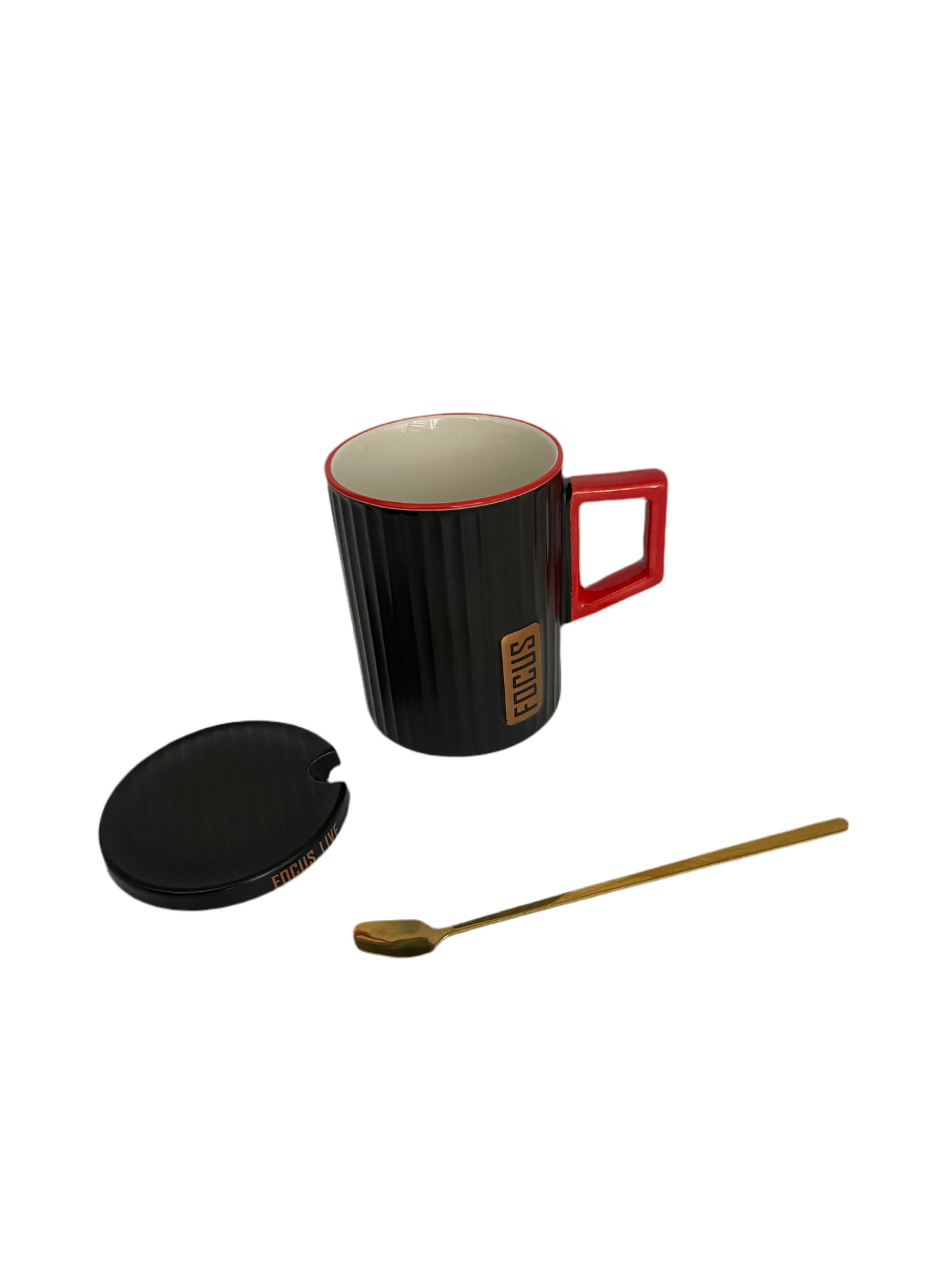 Ceramic Mug With Spoon & Lid