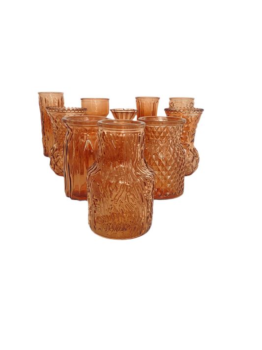 10 PCs Mini Brown Glass Vase Set