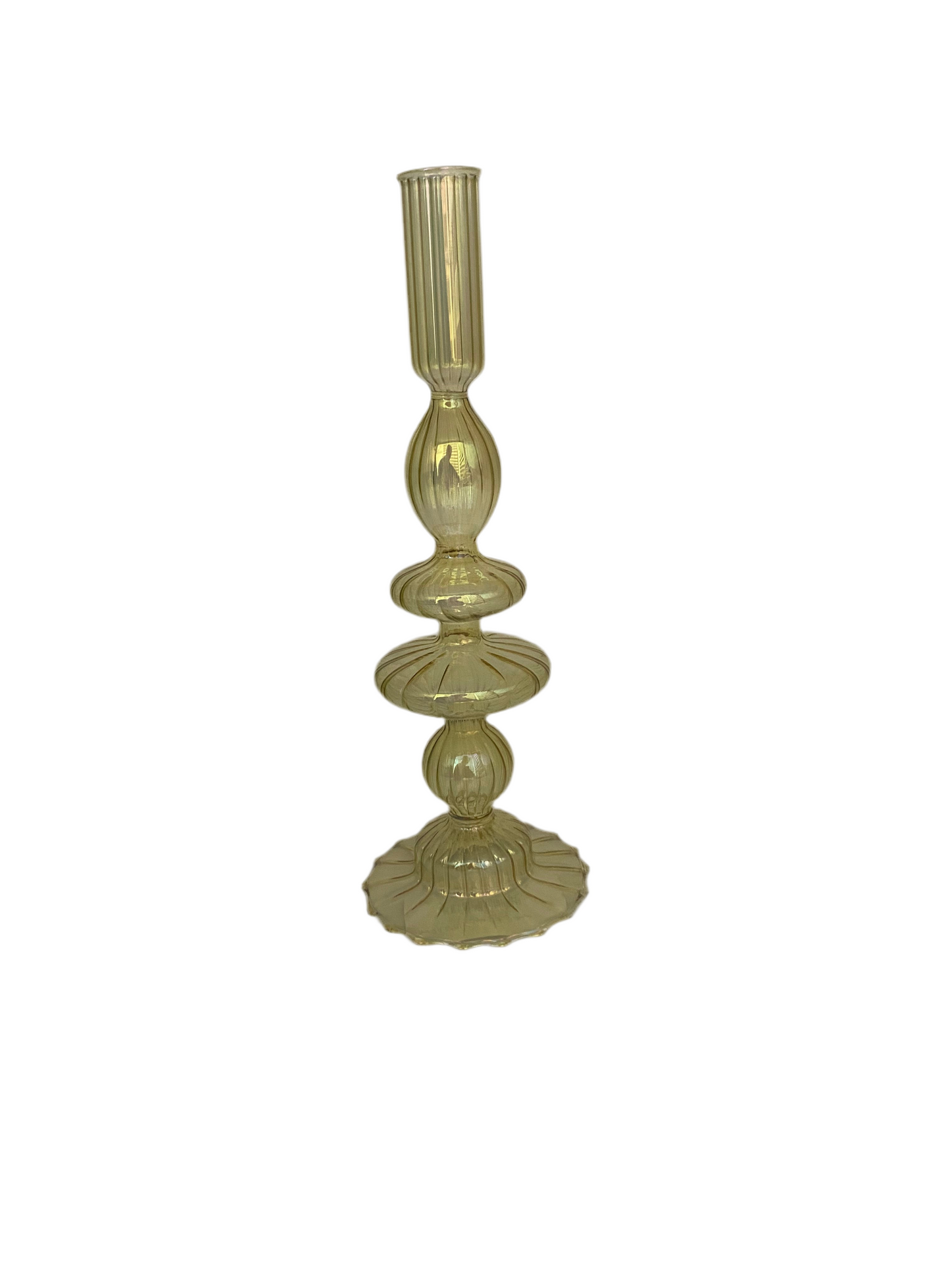 Ribbed Glass Candle Holder