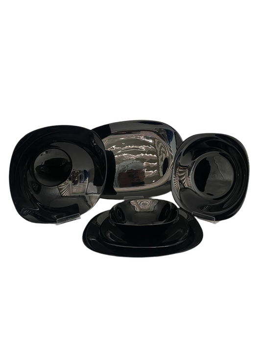 GeBe, 26 Pcs Ceramic Squared Black Dinner Set