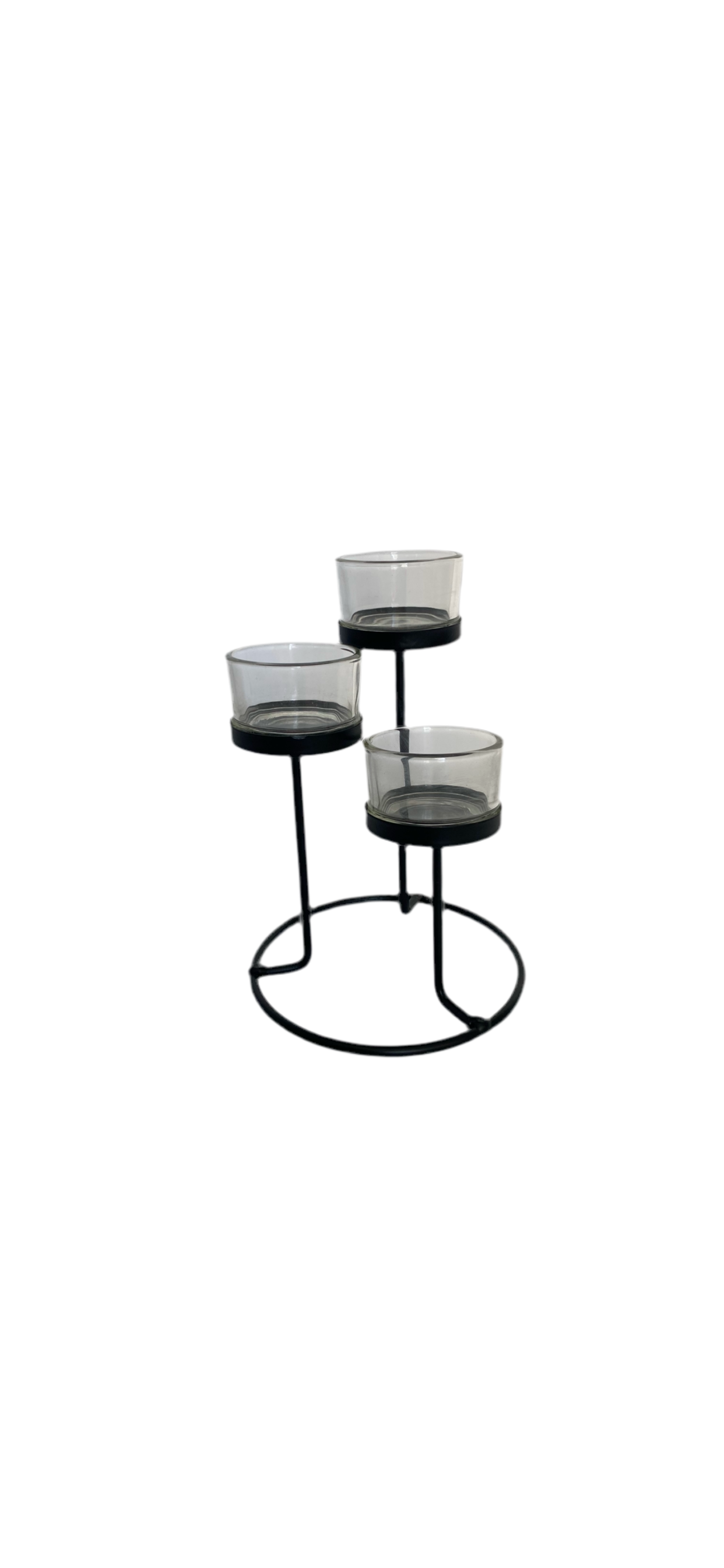Classic Black Metal Stand With 3 Glass Votives