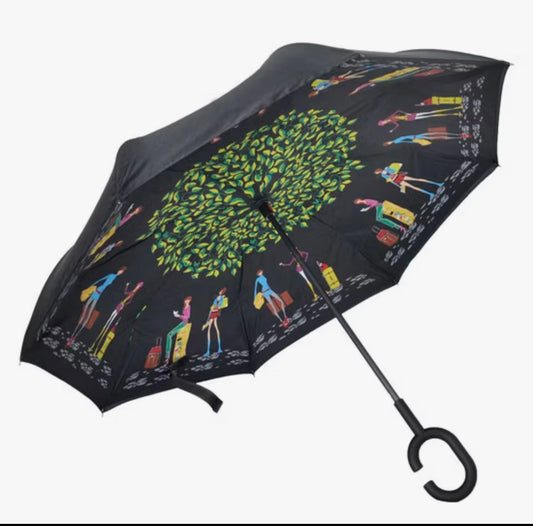Folding Inverted Windproof  Reverse C-Hook Umbrella