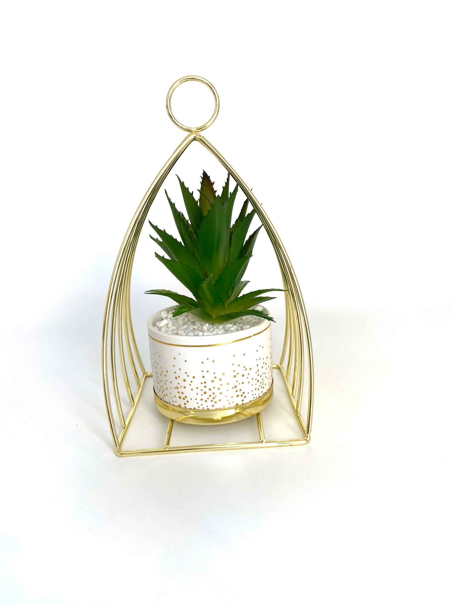 Artificial Flowers in Squared Metal Frame Vase