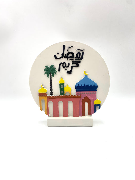 White & Colored Porcelain Ornament Decor  “Ramadan Kareem”