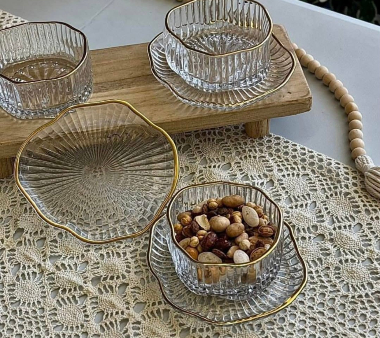 12 Pcs Glass  Serving Bowls  With Plates Set