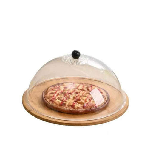 Round Bamboo Tray With Plexi Cover
