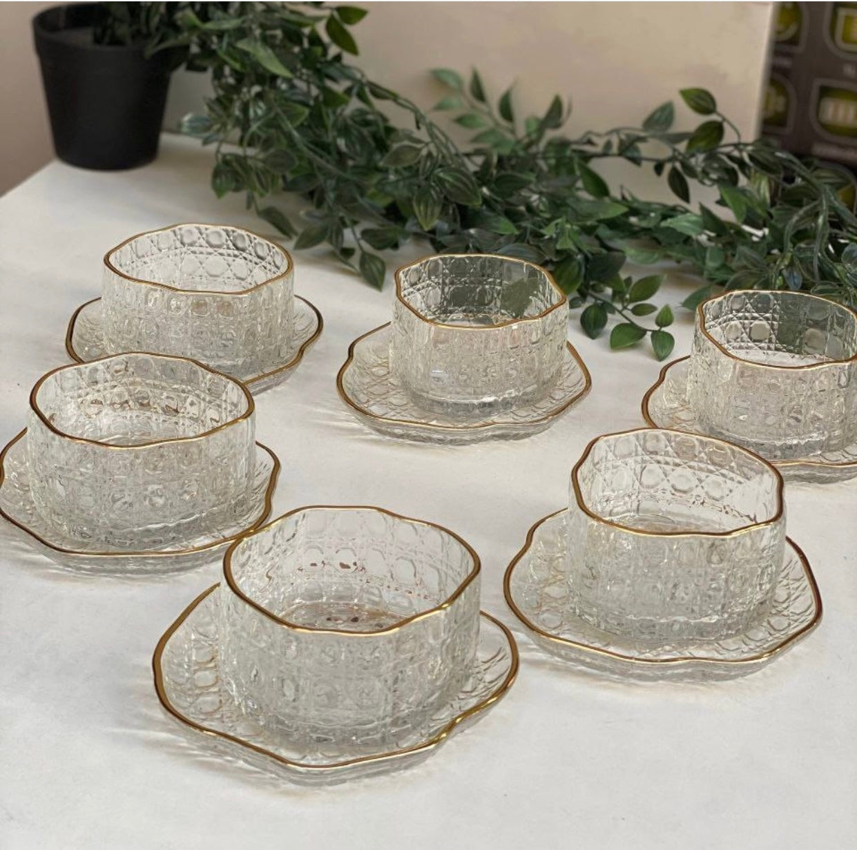 12 Pcs Glass  Serving Bowls  With Plates Set