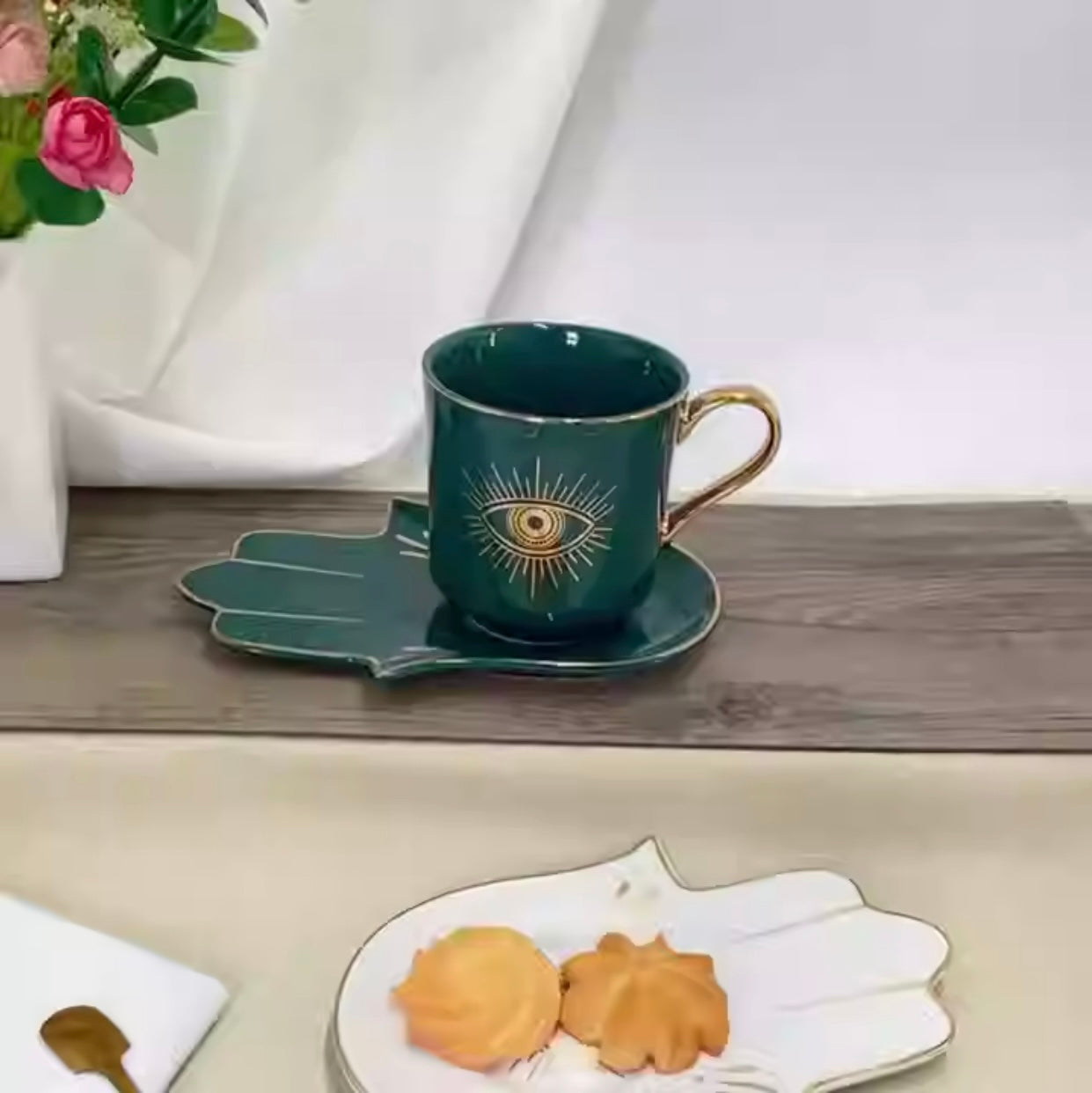 2 Pcs European Style Ceramic Mug  With  Saucer Set