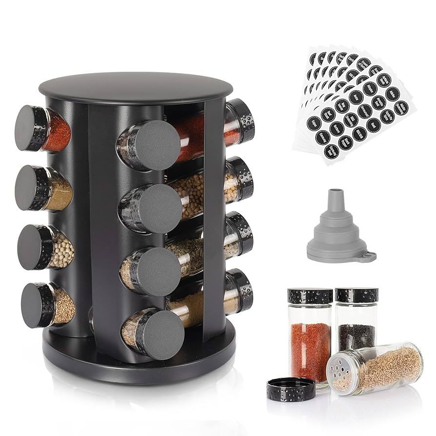 GeBe, Round Empty 16 Jars Revolving Spice Rack Organizer