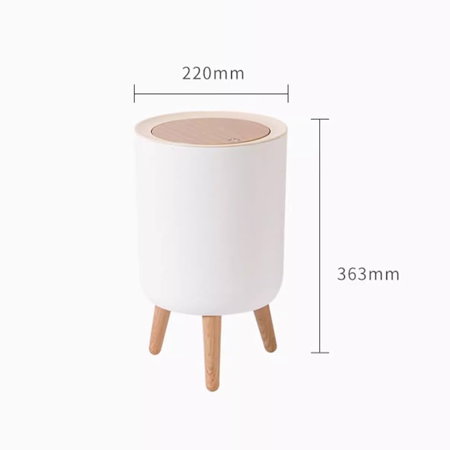 WOOD GRAIN TRASH BIN WITH ONE-TOUCH LID (7 L)
