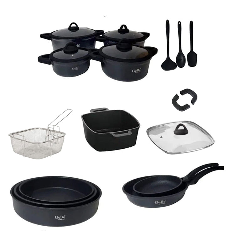 Gebe Venus, Granite 29 Pieces Black Casserole Set