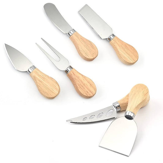 6-Piece Cheese Knife Set With Wood Handle