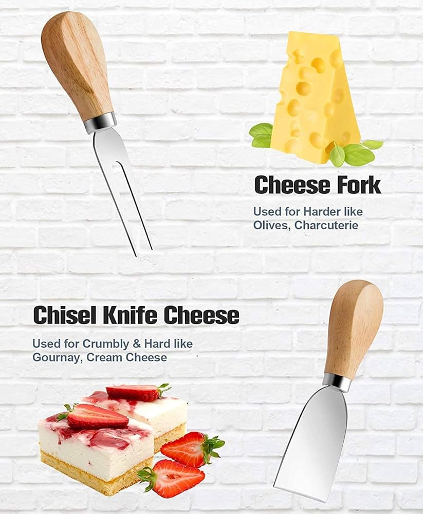 4 Pieces Set Cheese Knives With Wood Handle
