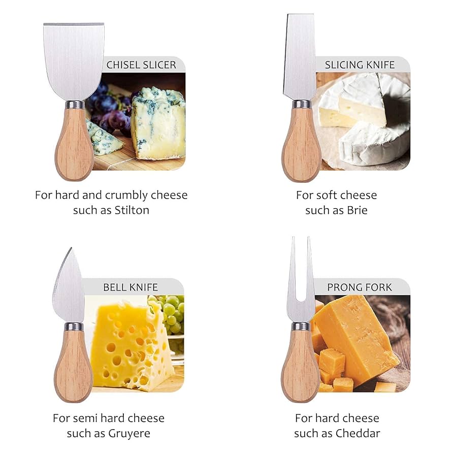 4 Pieces Set Cheese Knives With Wood Handle