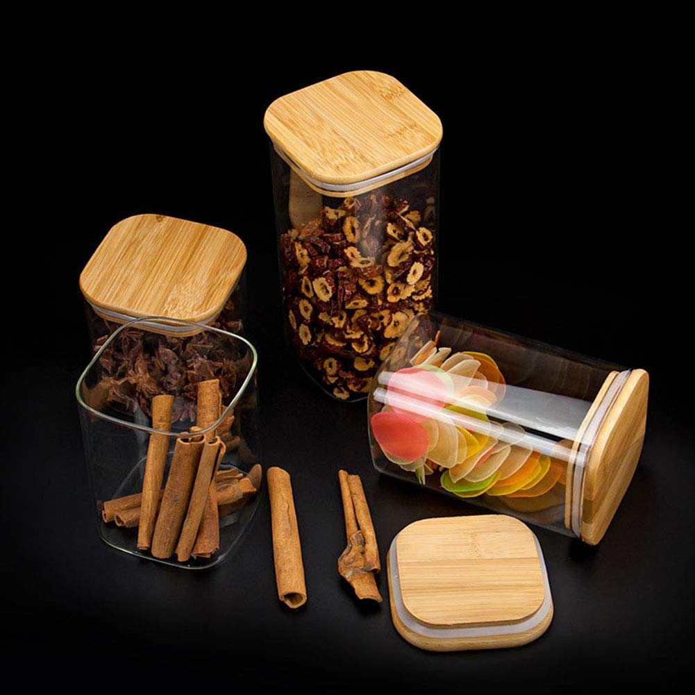 Acrylic Square Storage Jar with Bamboo Lid