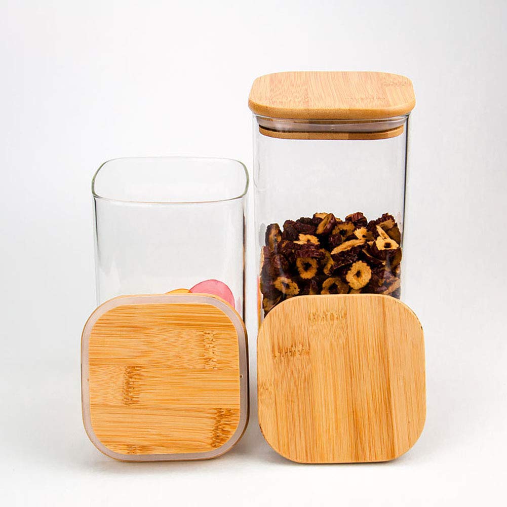 Acrylic Square Storage Jar with Bamboo Lid