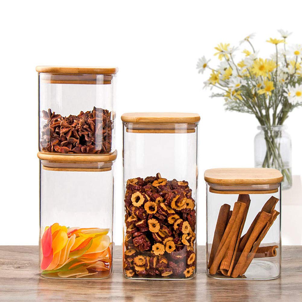 Acrylic Square Storage Jar with Bamboo Lid