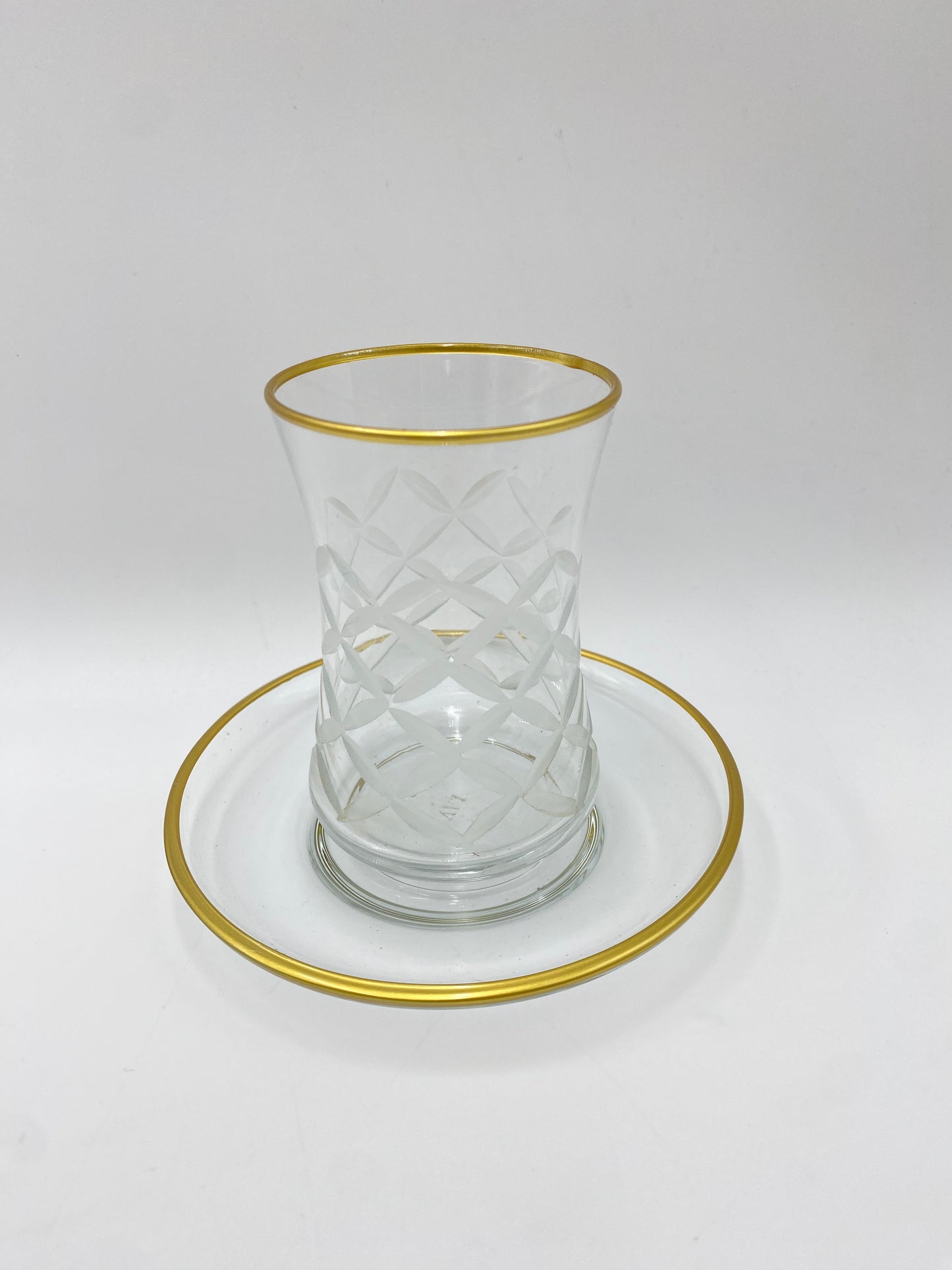 12 PCs Glass Tea Cups With Saucers Set