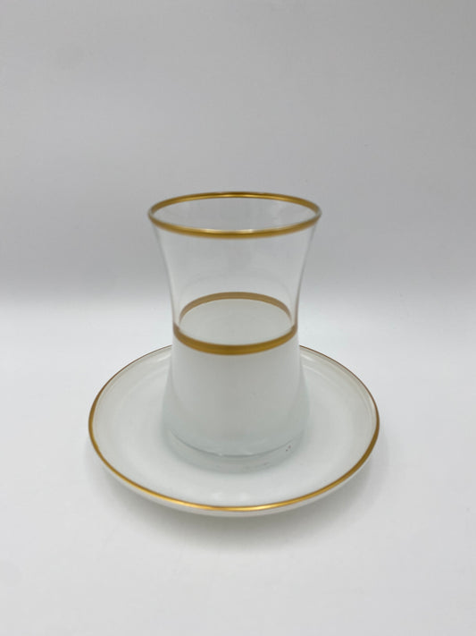 12 PCs Glass Tea Cups With Saucers Set