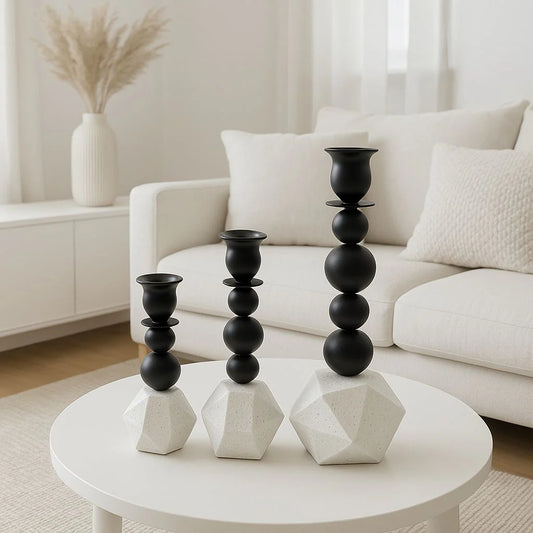 3 PCs Sculpture Light  Candle Stick  Set