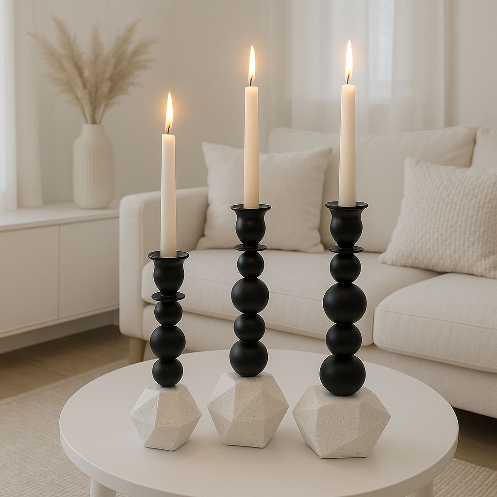 3 PCs Sculpture Light  Candle Stick  Set