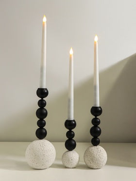3 PCs Sculpture Metal Candle Holder Set With Concrete Base
