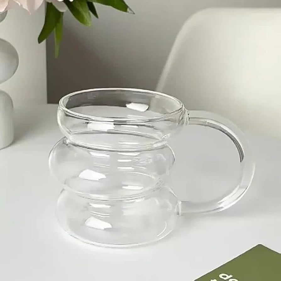 400 ml Portal  Glass  Spiral Cup With Elegant  Handle