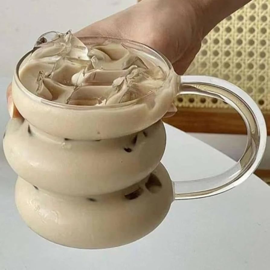 400 ml Portal  Glass  Spiral Cup With Elegant  Handle