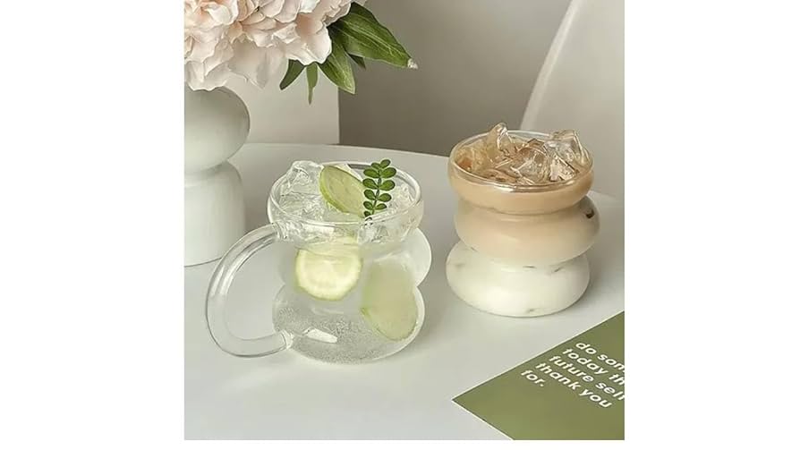 400 ml Portal  Glass  Spiral Cup With Elegant  Handle