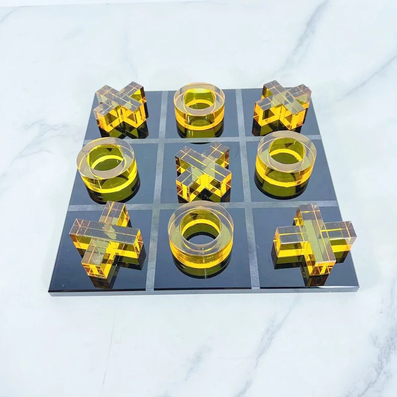 Yellow Tic Tac Toe Decorative Chess Borad