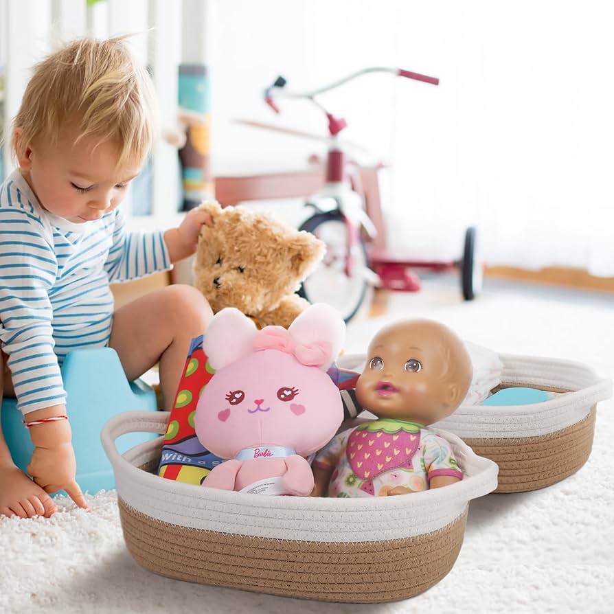 5 PCs Oval Cotton Woven Storage Basket Set