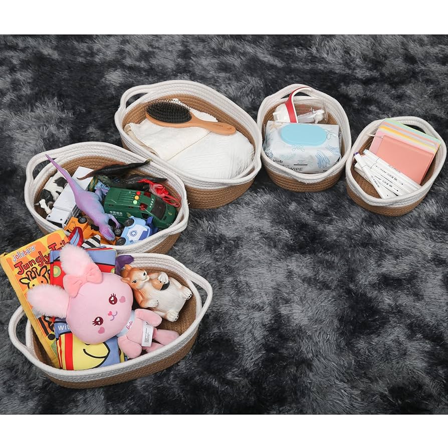 5 PCs Oval Cotton Woven Storage Basket Set