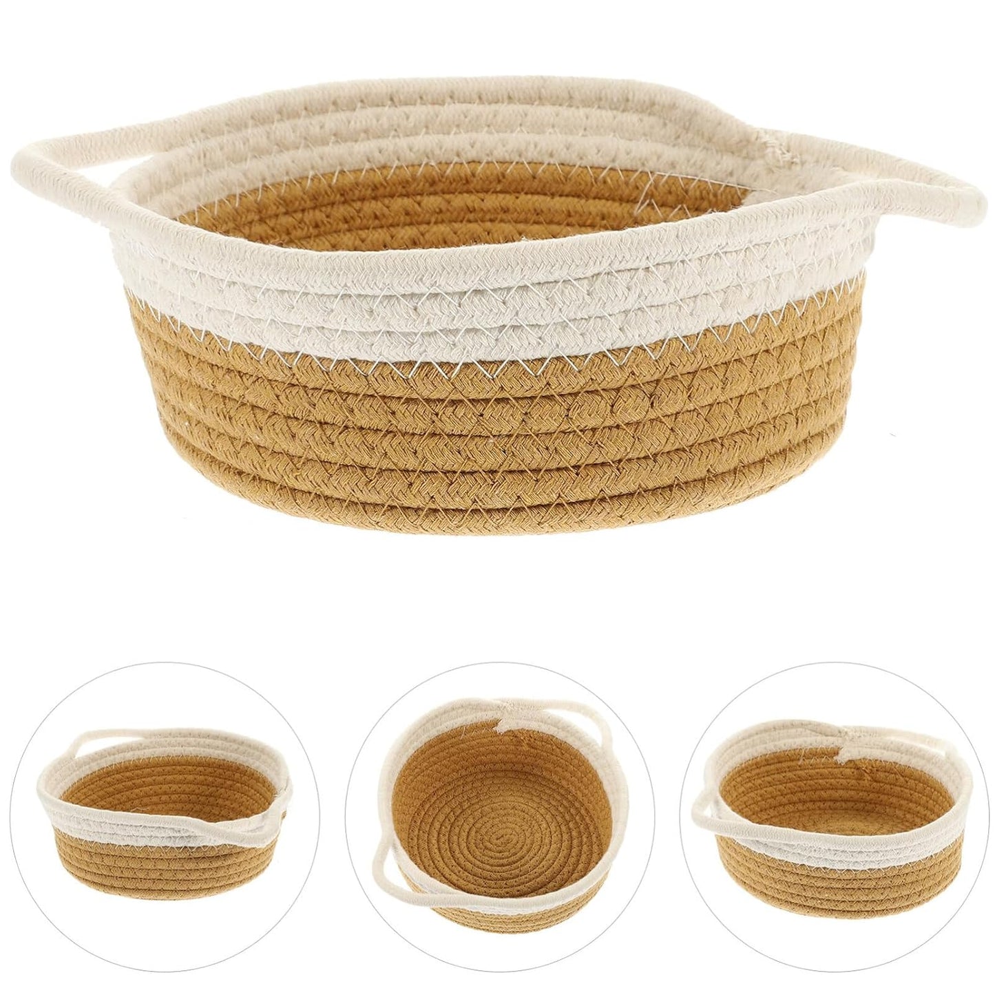 5 PCs Round Cotton Woven Storage Basket Set