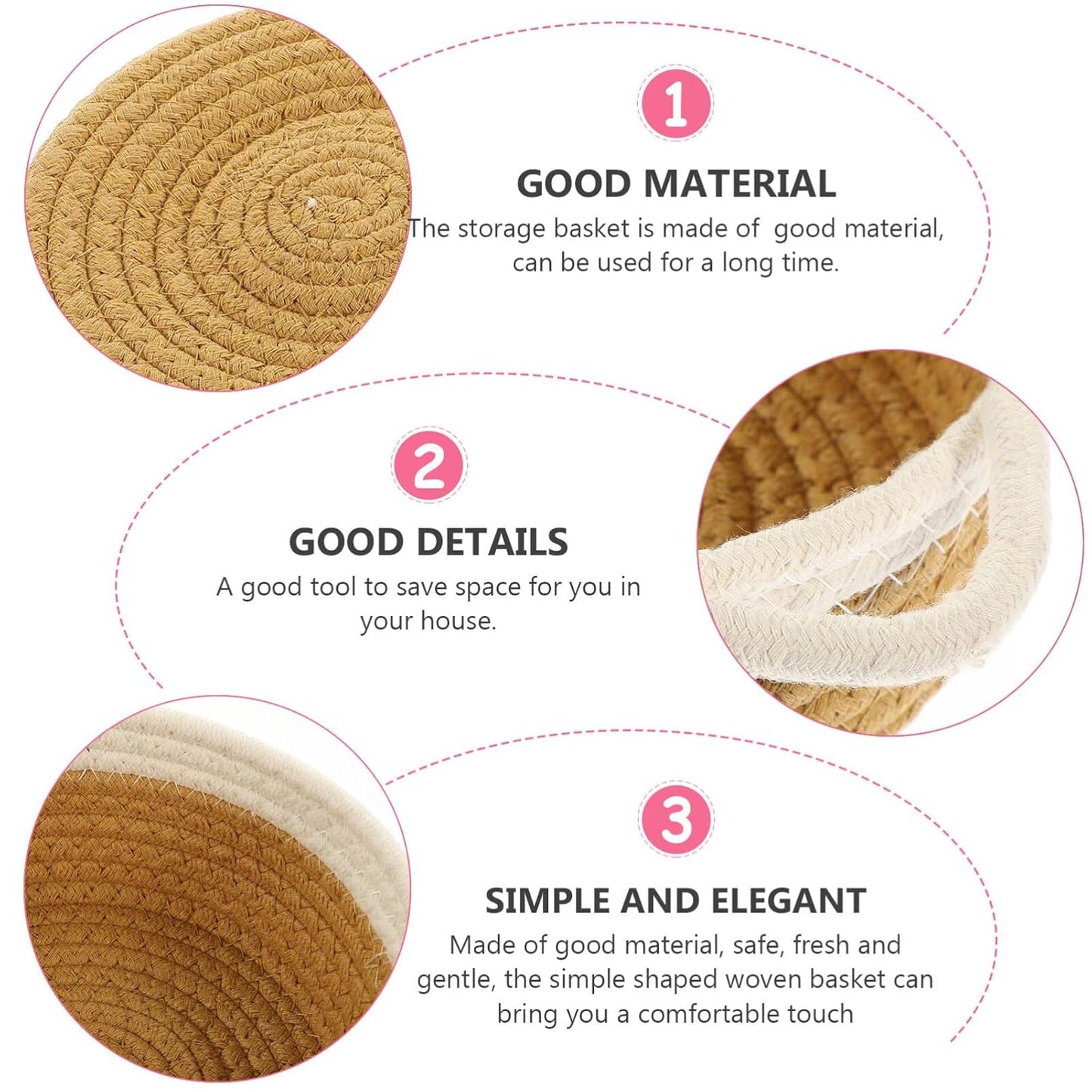 5 PCs Round Cotton Woven Storage Basket Set