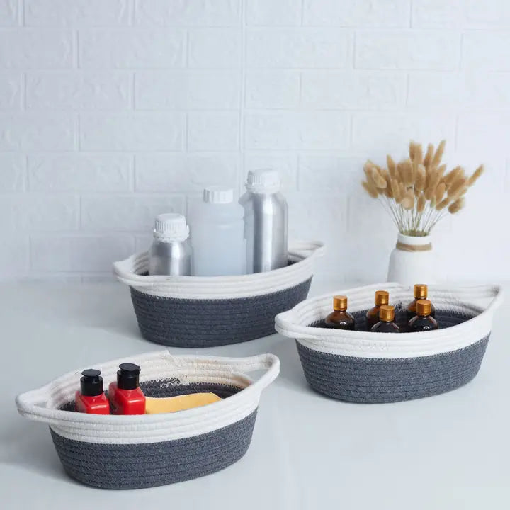 5 PCs Round Cotton Woven Storage Basket Set